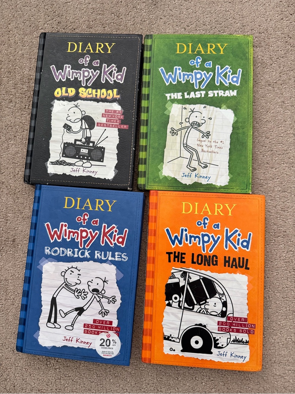Diary of a Wimpy Kid Book Covers Set - Black, Green, Blue, Orange